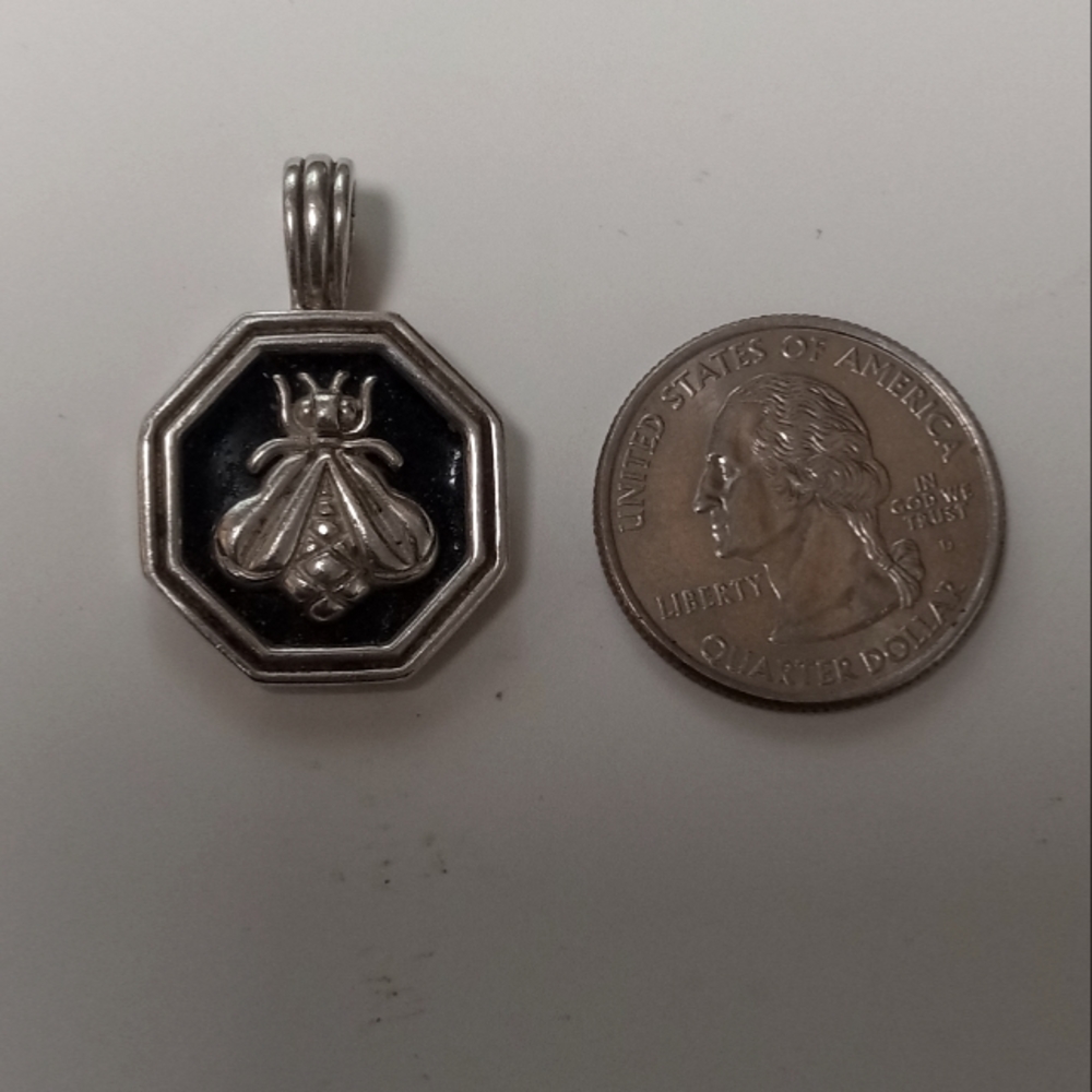 Slane and Slane Design Black Enamel Octagon Bee Pendant